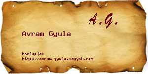 Avram Gyula névjegykártya